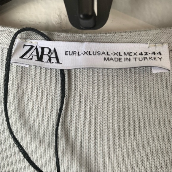 ZARA Gray Ribbed Open Front Cardigan Sweater Size US XL - Picture 3 of 8